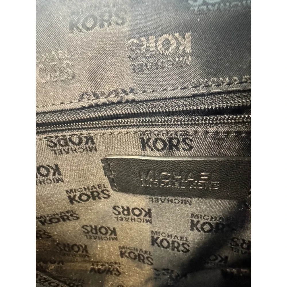 Michael Kors Black Leather Shoulder Bag Gold Interlocking Ring Detail Clutch - Picture 6 of 10